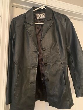 Clio Black Leather Tailored Blazer